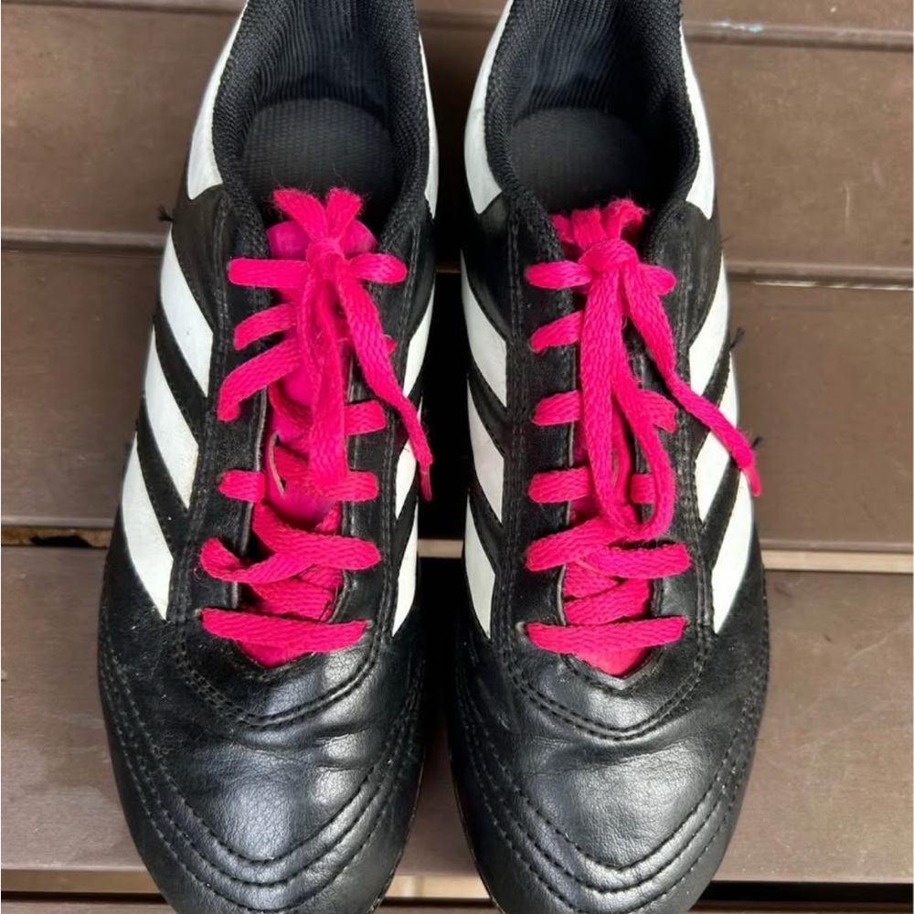 Adidas Black and White Soccer Cleats with Signature Stripes